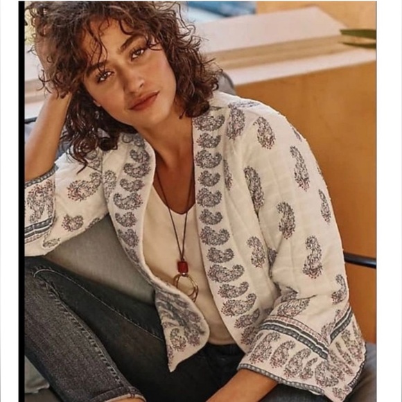 J. Jill Quilted Paisley Villa Jacket Porcelain - Picture 4 of 14